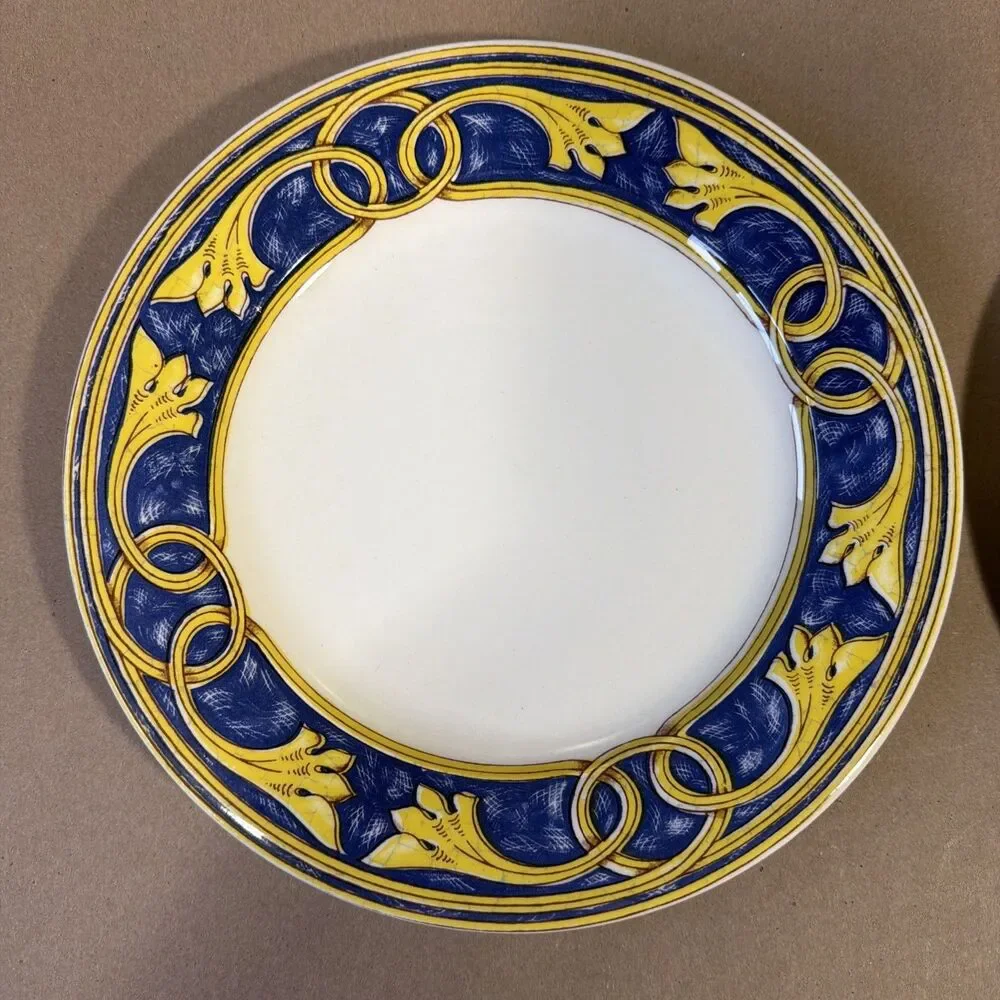 Pier 1 Scroll Pattern Set of 2 Dinner Plates 10 1/2” Handcrafted in Italy